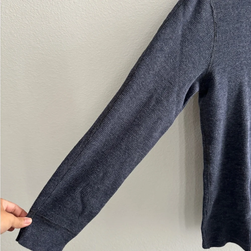 Wallace & Barnes Blue Waffle-Knit Henley